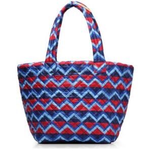 MZ Wallace Quilted Blue Red To Handle Metro Large Tote